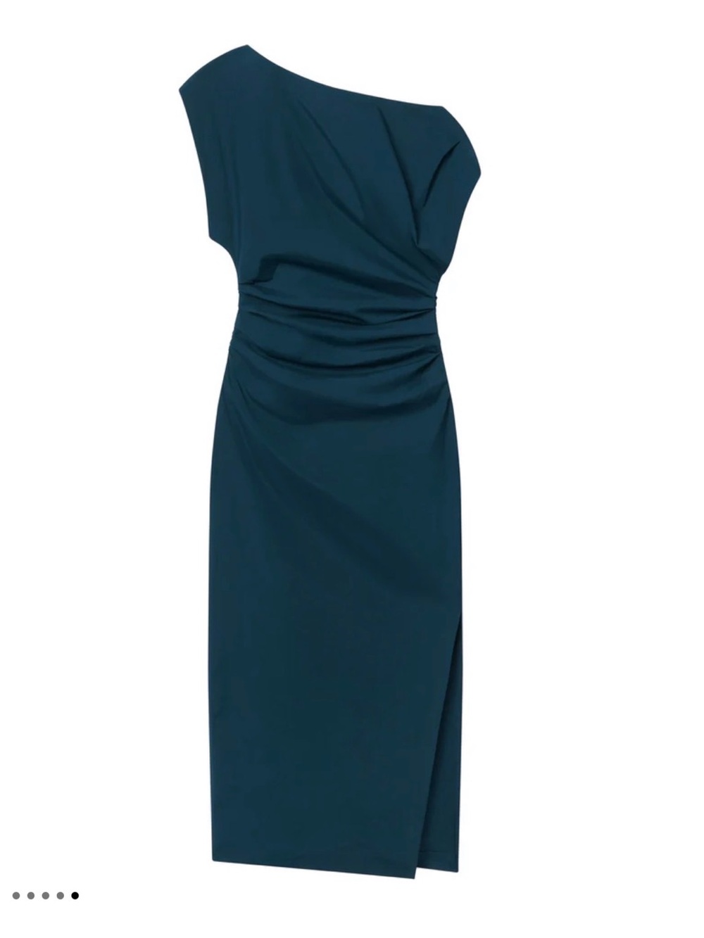 A.L.C Nara Stretch Cotton Off Shoulder Midi Dress Carbon Blue